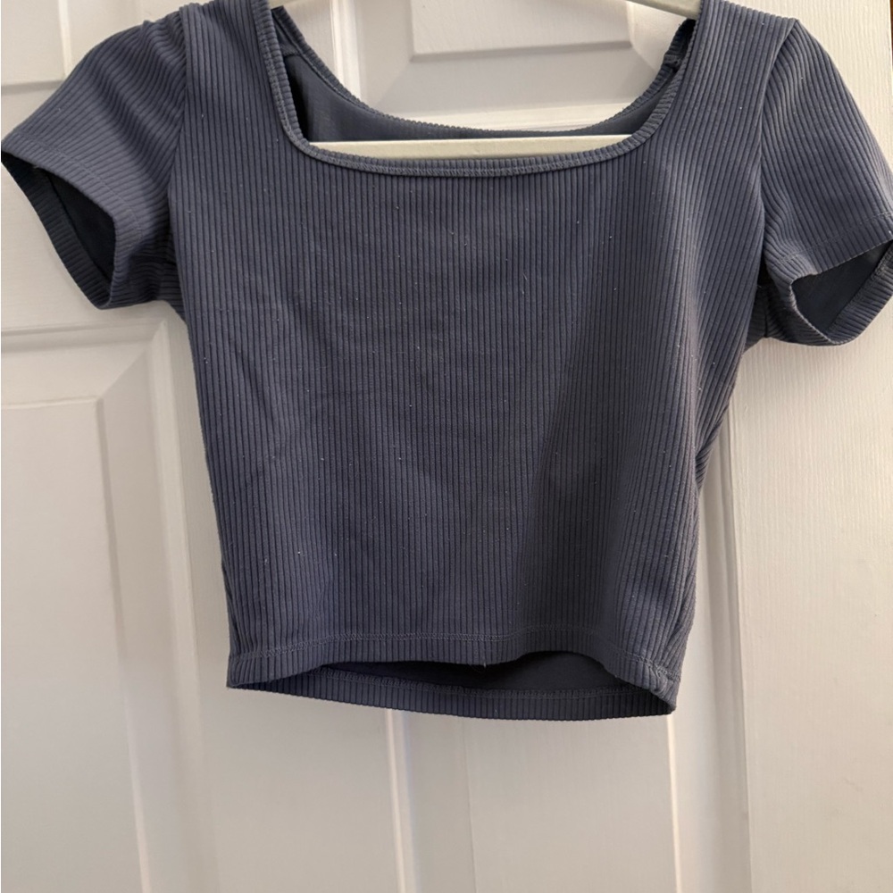 Women's Ribbed Navy Top